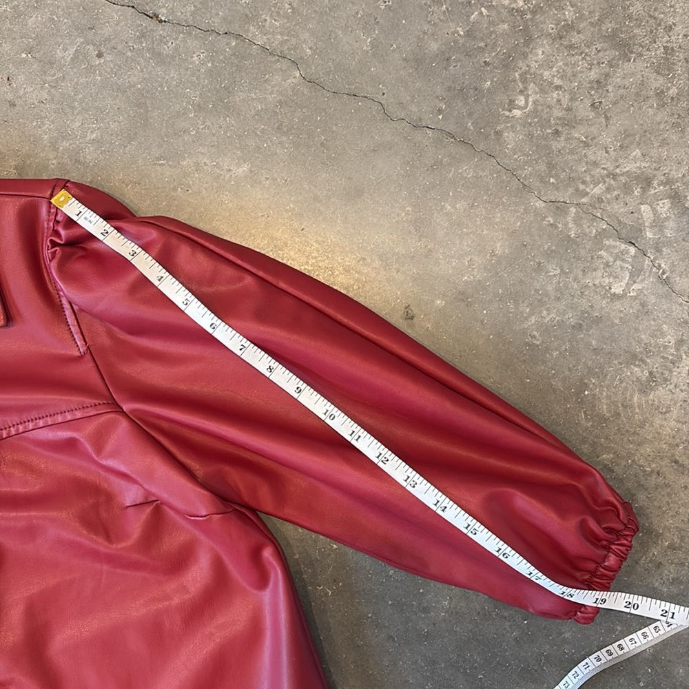 Anthropologie faux leather red dress - Picture 8 of 9
